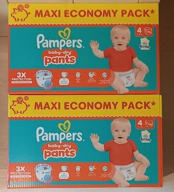 188 Couches Culottes - Pampers Baby-Dry Pants Taille 4 (2 Maxi Packs)
