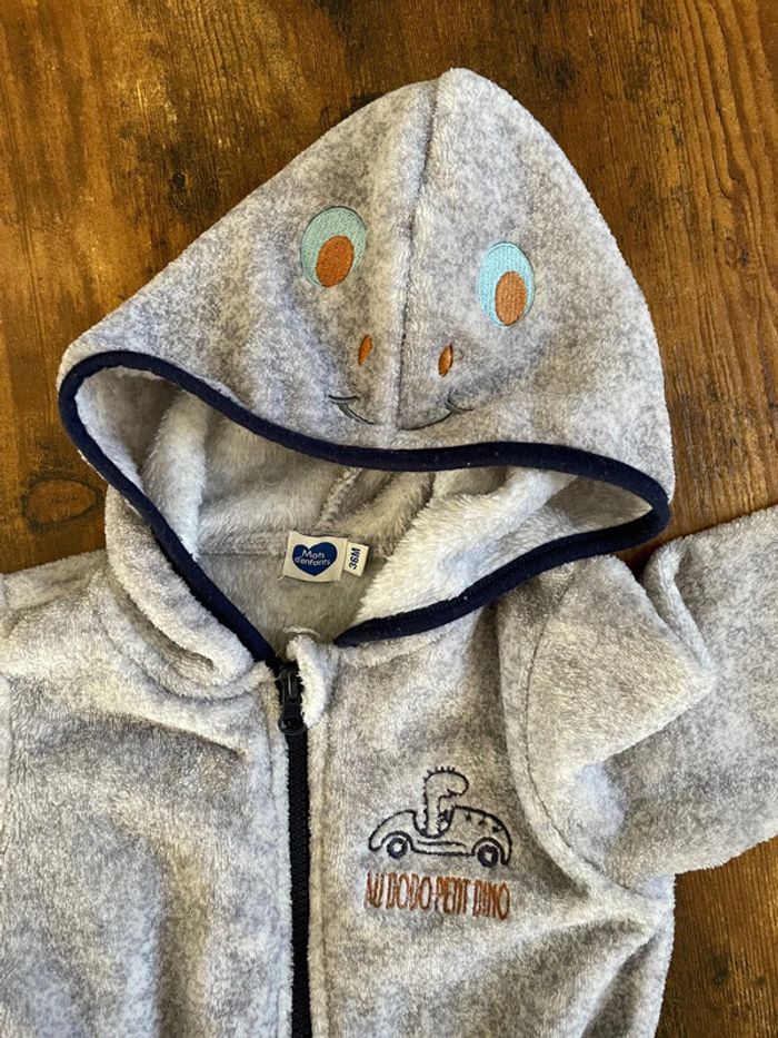 Combinaison pilote dinosaure grise à capuche - photo numéro 2