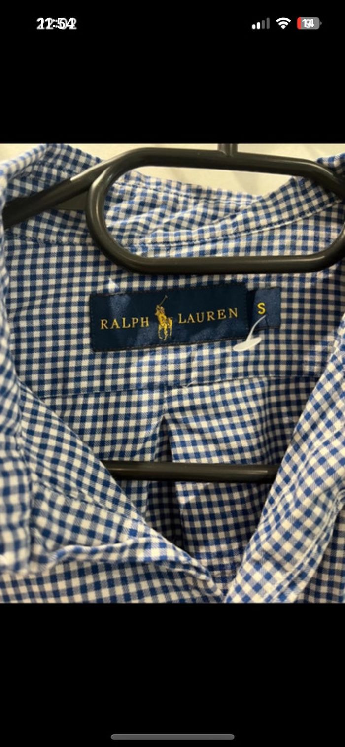 Chemise à carreaux bleu et blanc Ralph Lauren taille S - photo numéro 4