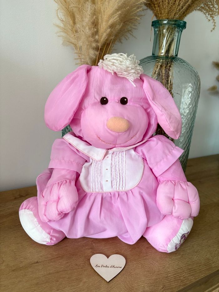 Chien rose puffalumps 35 cm