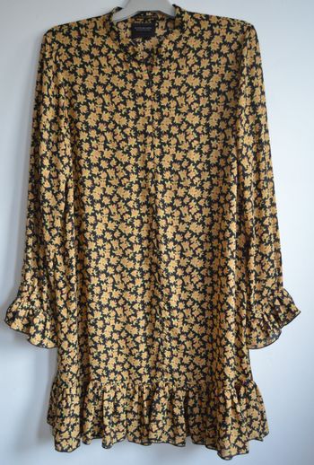 Scotch & Soda robe courte imprimée – Taille 42 – Motif floral moutarde sur fond noir