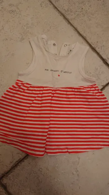 Robe bébé 3 mois blanche et rouge "ma maman d'amour"