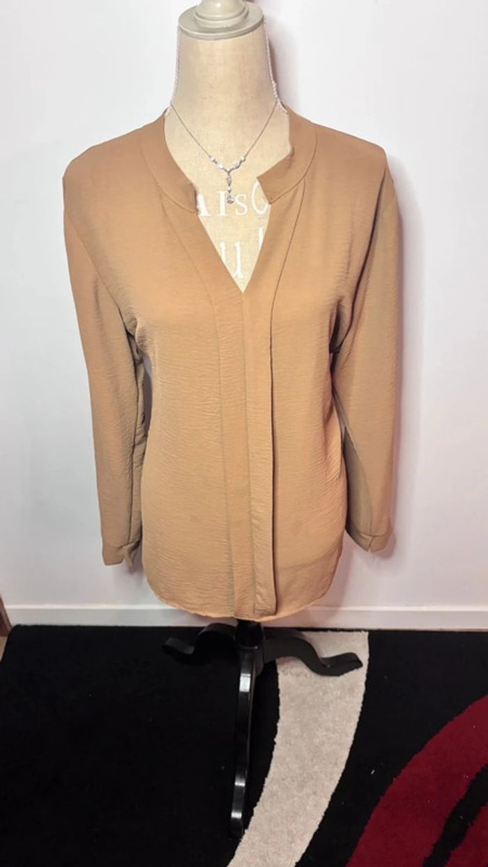 💕 blouse fluide moutarde col V taille unique - photo numéro 3