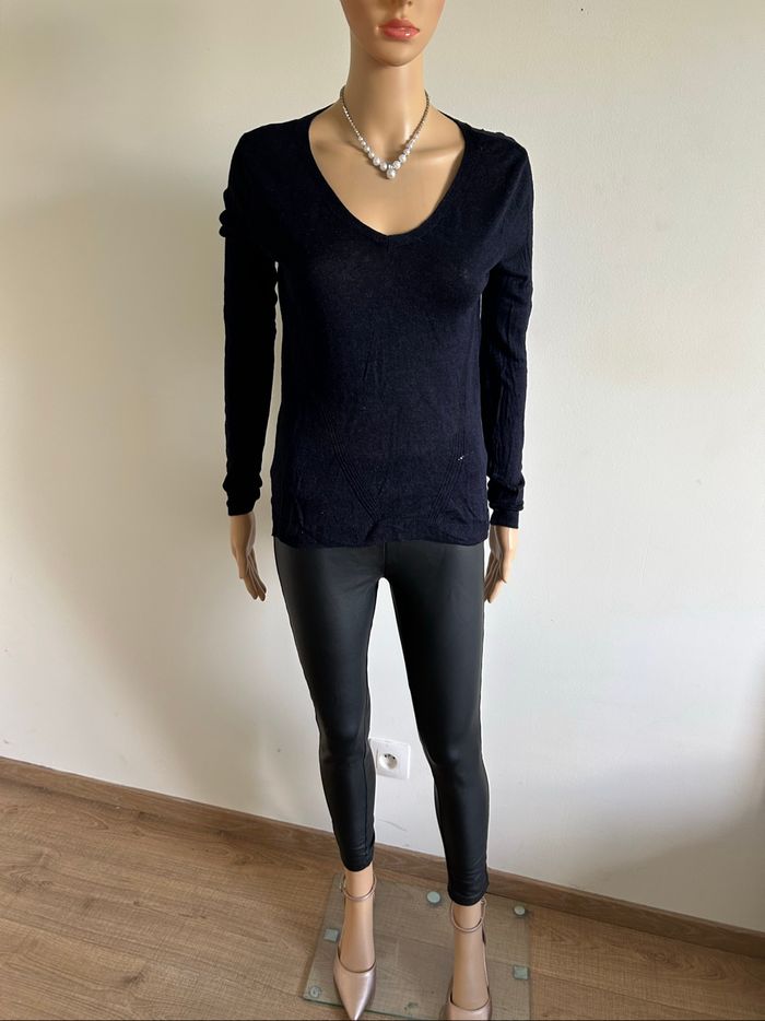 Pull bleu marine à manches longues LPB Woman taille M bon état - photo numéro 3