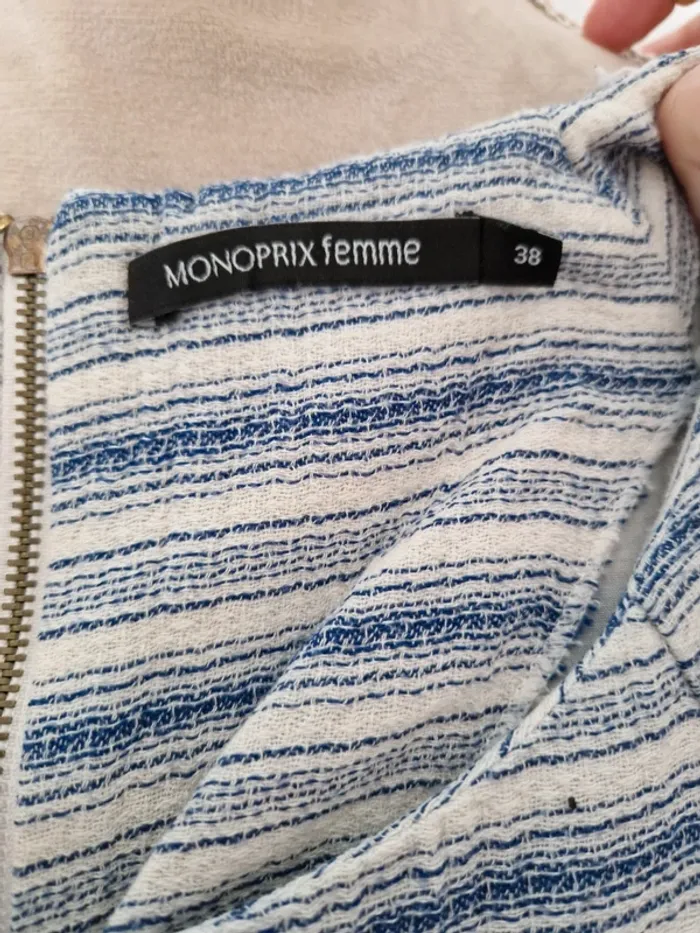 Robe longue monoprix taille 38 écru et bleu - photo numéro 5