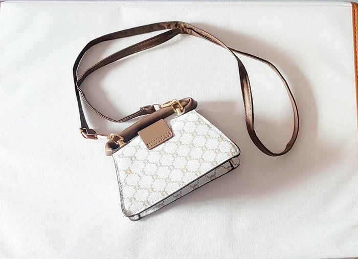 Sac a main blanc et marron style monogramme - photo numéro 2