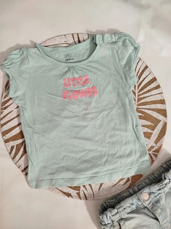 Tee shirt bleu clair col rond 24 mois 86 cm