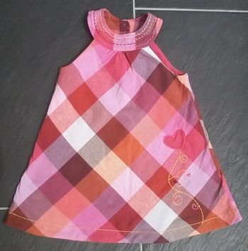 Adorable robe madras et coeur fille 18 mois