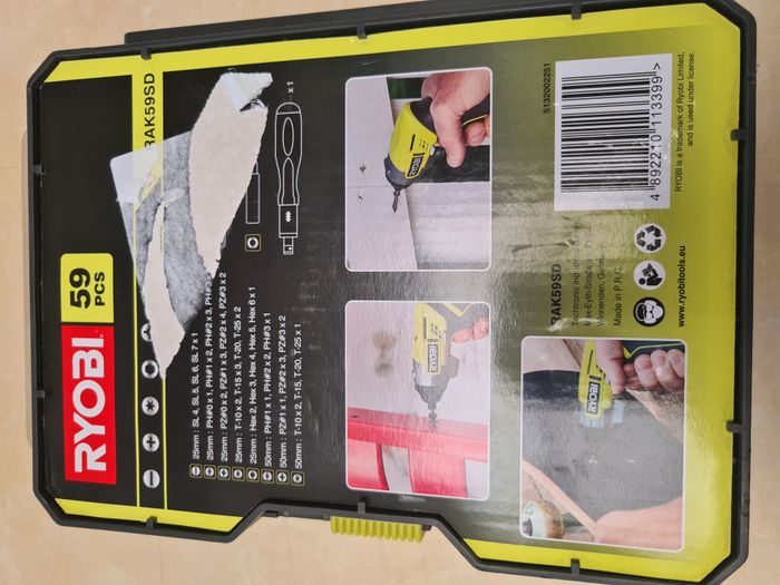 Coffret Ryobi de 59 piéces de vissage avec tournevis à cliquet Neuf - photo numéro 2