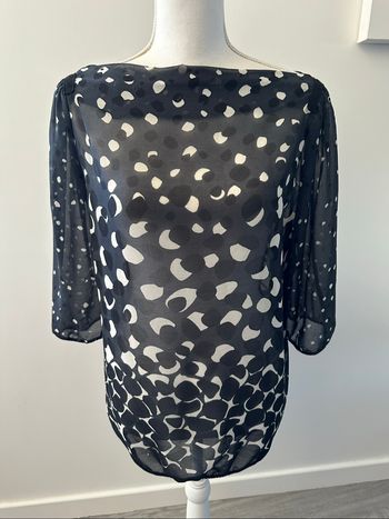 Blouse bariolée grise noire et blanche Y2K T38 M