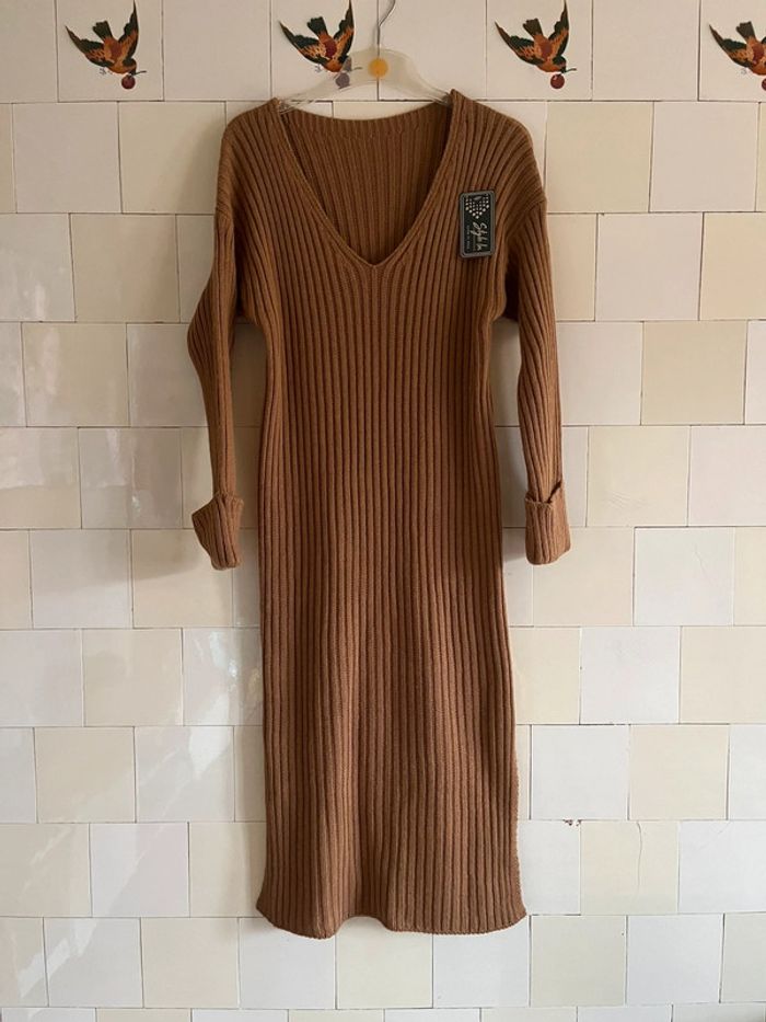 Longue Robe pull marron taille unique Style In