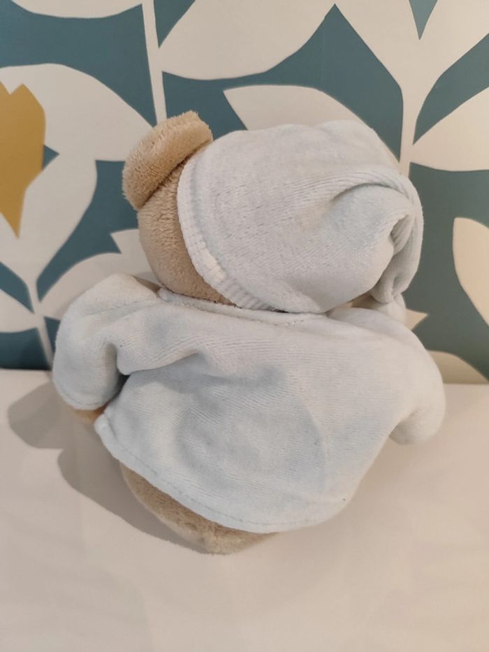 Peluche Ours ourson nounours Bibou avec bonnet de nuit bleu et lune nattou - photo numéro 4