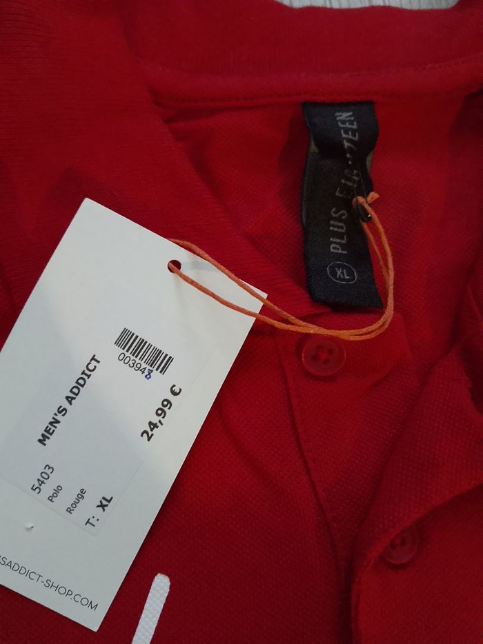 Polo rouge manches courtes pour homme XL plus Eighteen - photo numéro 5