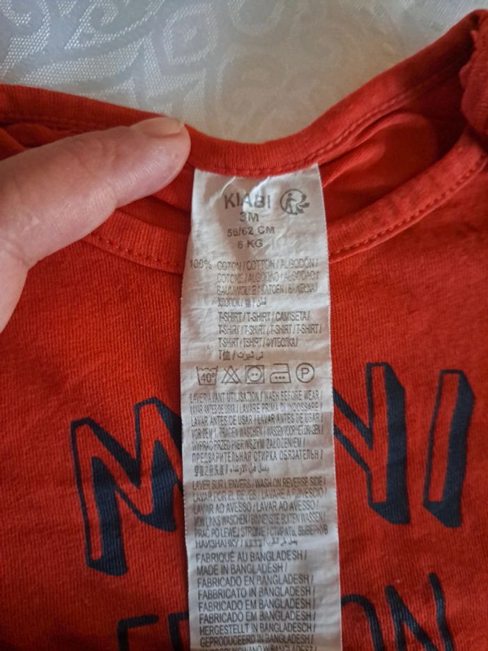 Lot de 4 Tee-shirt manches longues à message Rouge blanc et marine 100%coton 3mois - photo numéro 16