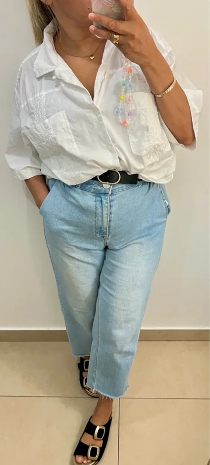 Chemise Ample Blanche Gap Brodée Taille L - photo numéro 3