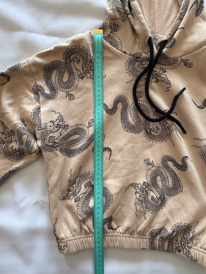 Top à capuche beige à motif dragon - FB Sister - S/36 - photo numéro 5