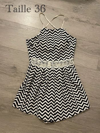 Combishort noir et blanc à motifs chevrons - Taille 36