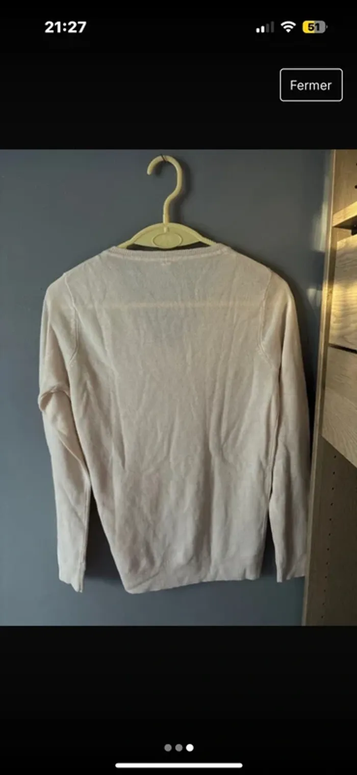 Pull col V crème Tex - photo numéro 3