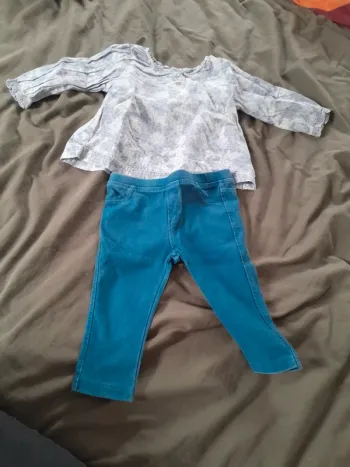 Ensemble pantalon Zara + T-shirt 12 mois fille