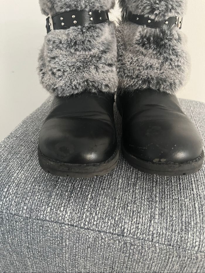 Bottines Toile NOIR Fille motif Fausse fourrure Fermeture éclair - photo numéro 3