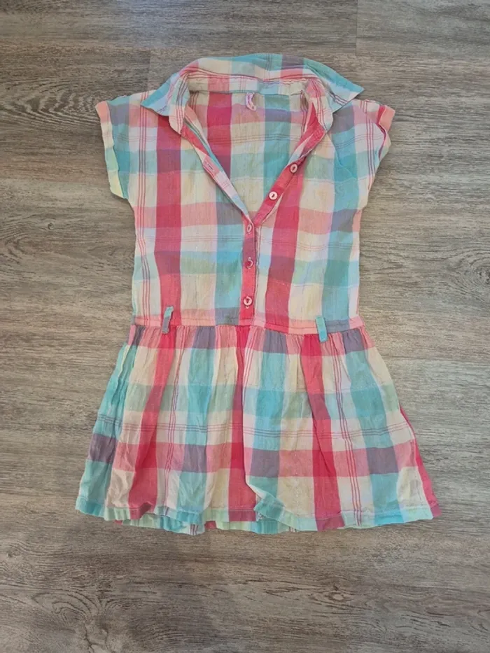 Robe chemise à carreaux fil argent
