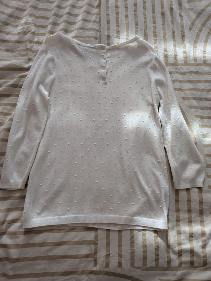 Pull Léger MANGO BASICS - Blanc Cassé Pois 3D - photo numéro 3