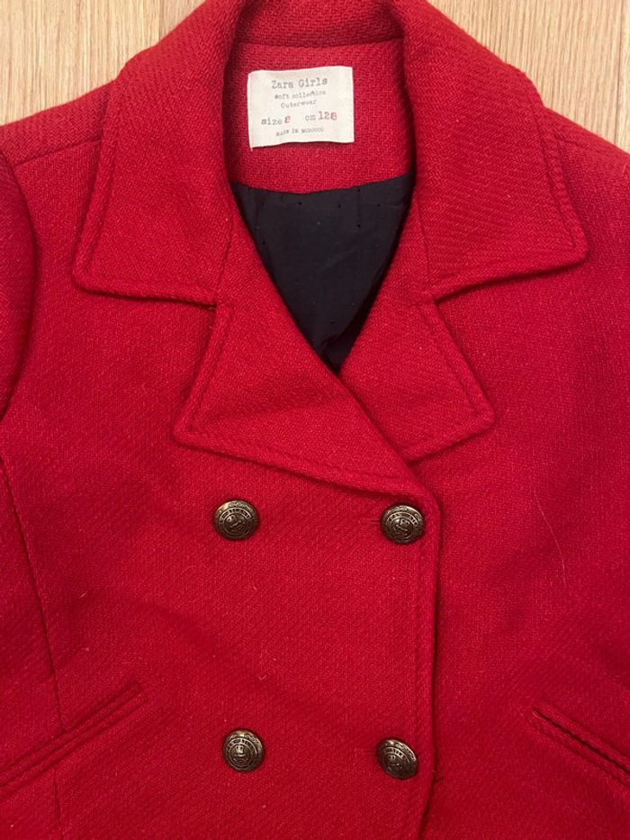 Duffle coat en laine Zara rouge 8 ans neuf sans étiquette - photo numéro 2