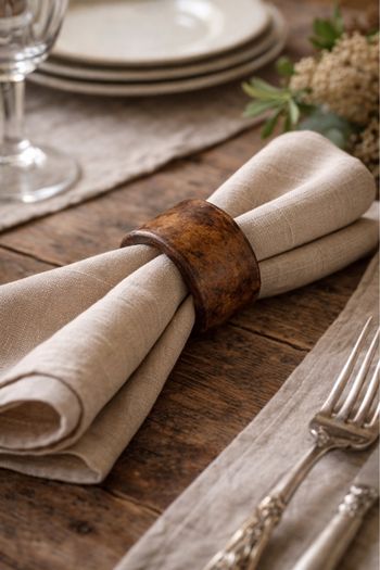 Lot de 10 de ronds de serviette vintage en bois - années 70/80 - neufs d'époque