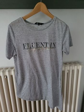 Tee-shirt manches courtes Gris chiné asymétrique