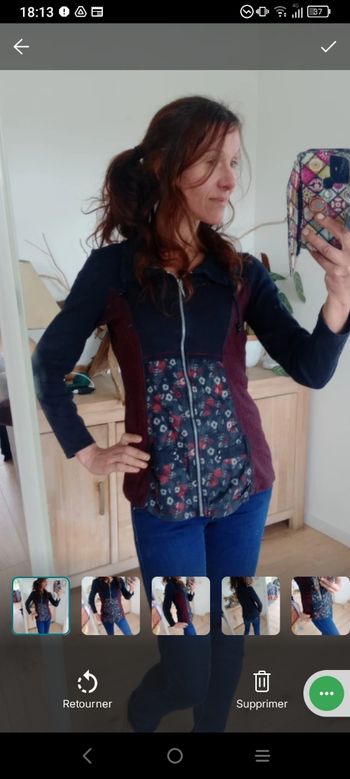 Veste zippée M style "Boho / Ethnique" Multi-matières c72