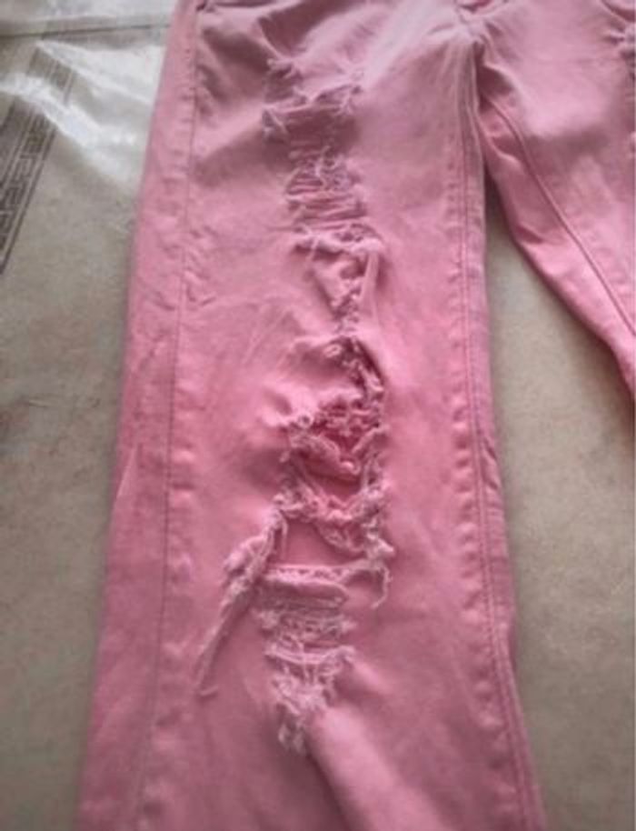 Pantalon troué Rose coton Taille 36 - photo numéro 3