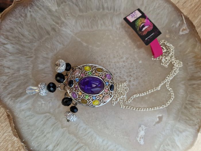 Collier Vintage Baroque Pierres Multicolore Perles Cristal - photo numéro 8