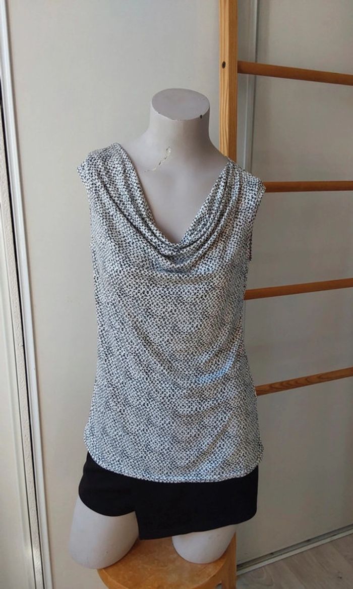 Débardeur imprimé blanc noir T 38