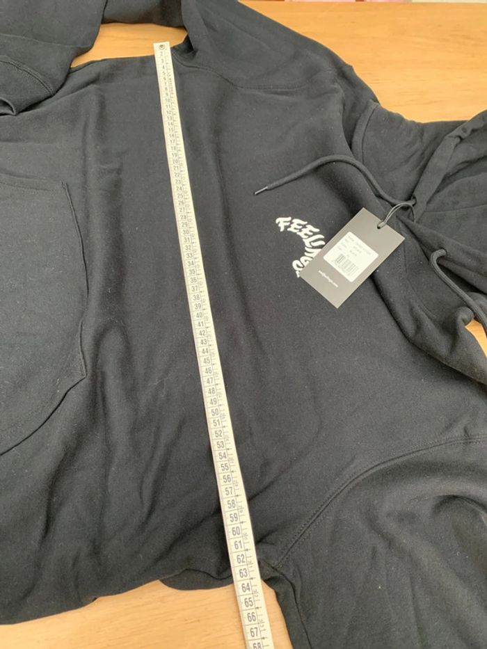 Pull 100 coton noir capuche poche ventral taille xl idéal cadeau - photo numéro 3