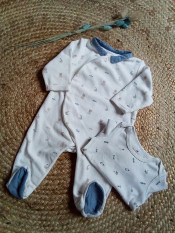 Lot babygro velours imprimé+ body imprimé Obaibi