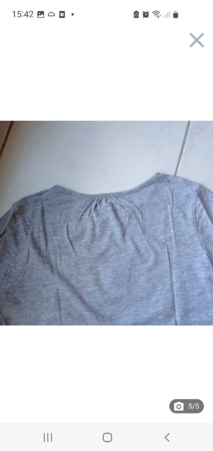 Tee-shirt ML gris chiné imprimé poissons 11/12 ans - photo numéro 3