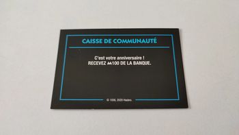 Carte caisse de communauté Anniversaire jeu de société Monopoly mauvais perdants Hasbro Gaming #B77