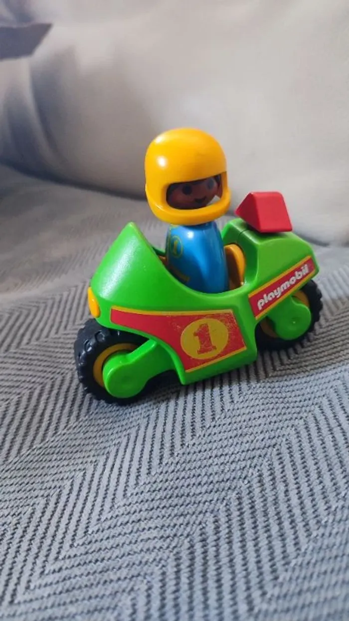 Jouet Playmobil 123 Pilote Moto De Course Réf 6719