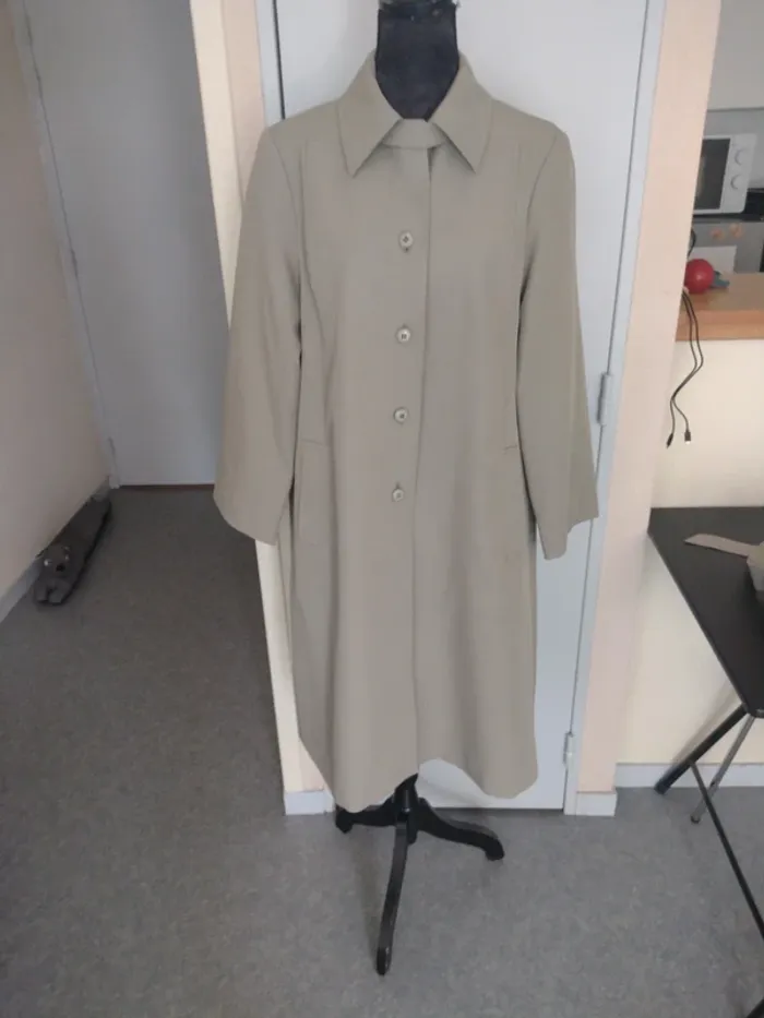 Trench coat / manteau long gris kaki Blizzand – taille 38 M