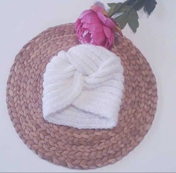 Bonnet turban mohair et laine petite fille
