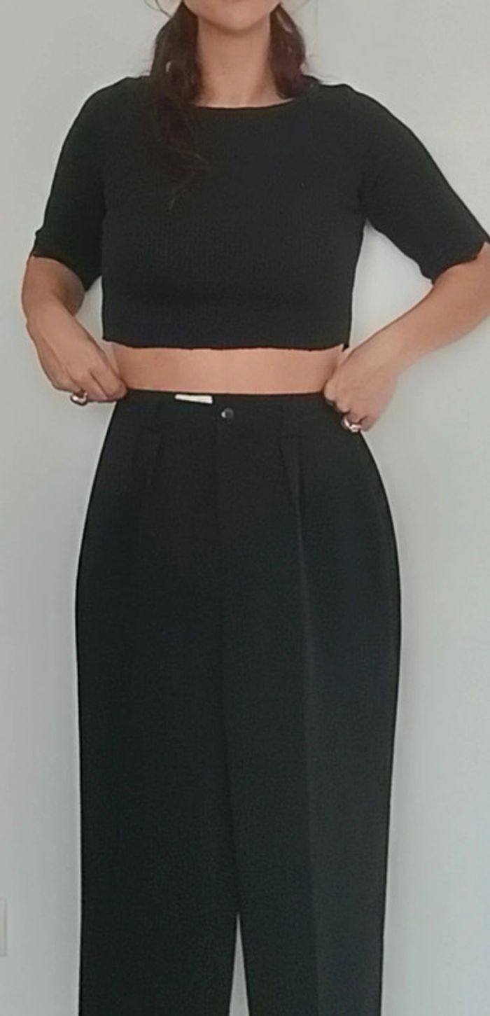 Pantalon noir a pinces chic taille 34 - photo numéro 2