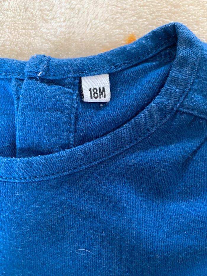 Ensemble Robe et Leggings Bleu et Blanc 18M - photo numéro 3