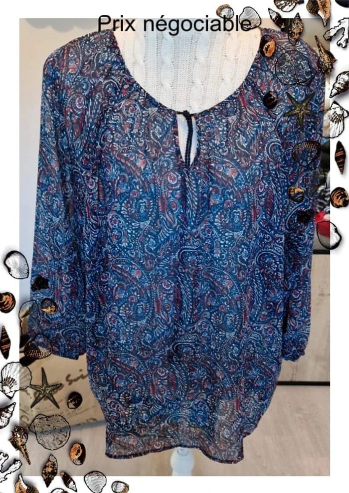 🌈 Top/Blouse transparente femme Casual by Gémo Taille 46 🌈