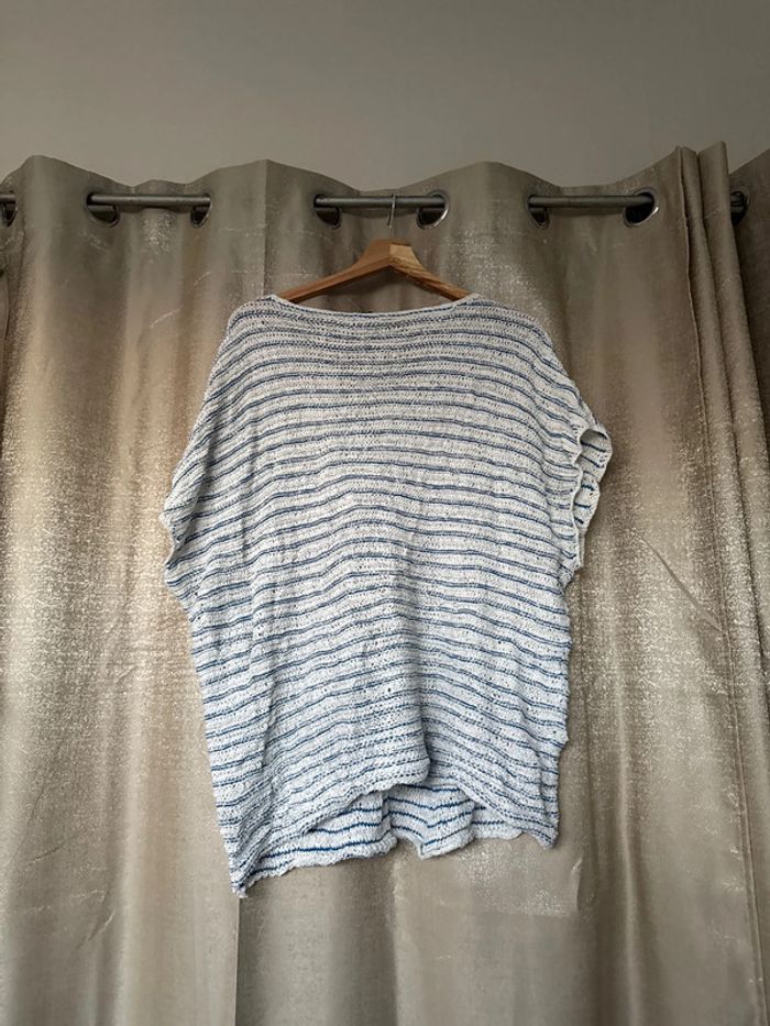 Pull femme Ralph Lauren rayé bleu/blanc – Taille XXXL – Très bon état - photo numéro 8
