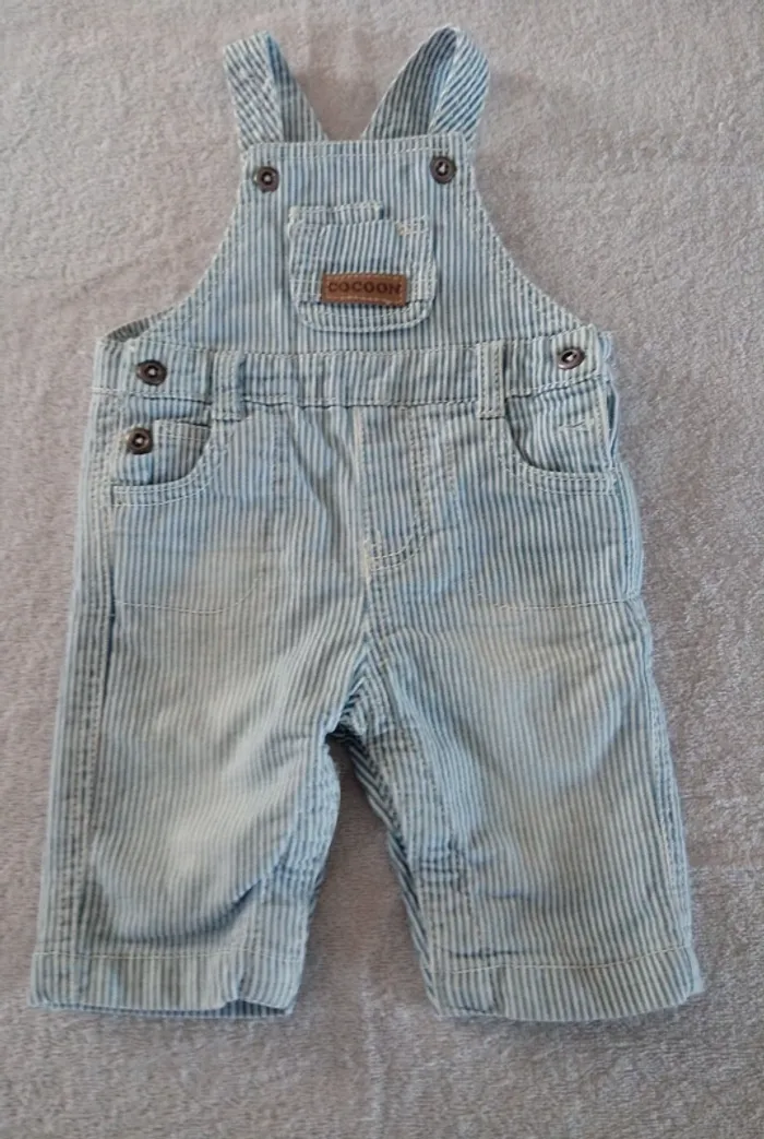 Salopette bleu clair 1 mois (réf perso L10)(familleac72)