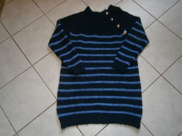 Robe en laine ML rayée marine/bleu Taille 38 NEUVE