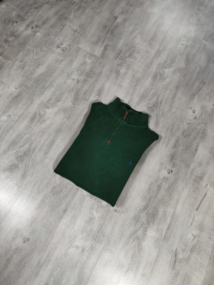 Pull Half Zip 1/4 Zip Col Camionneur Ralph Lauren Vert Logo Brodé Violet Taille 2XL Homme - photo numéro 2