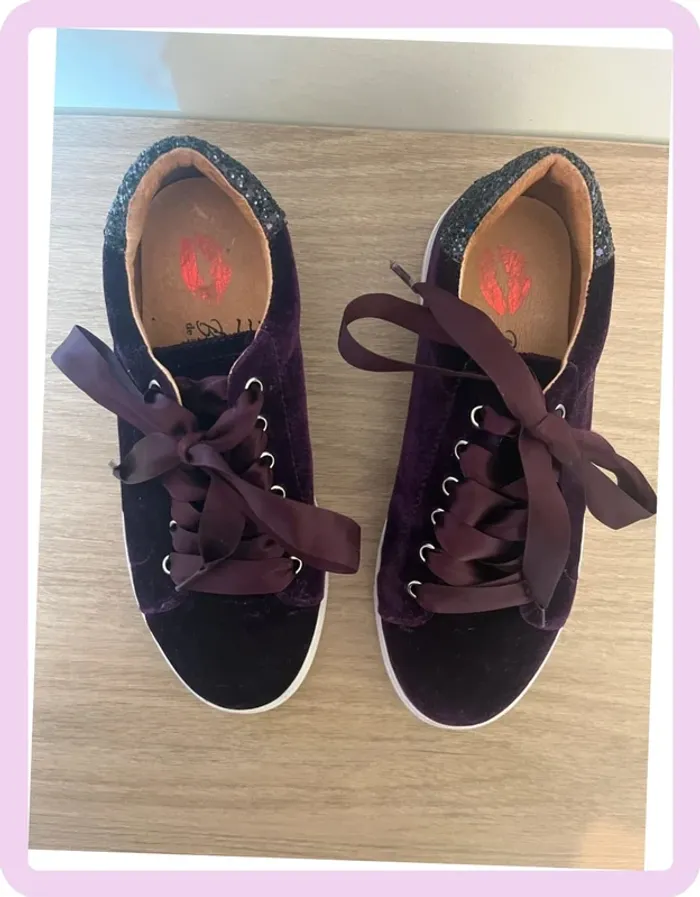 Baskets violettes effet velours à paillettes – Bons Baisers de Paname - Pointure 36 - photo numéro 3
