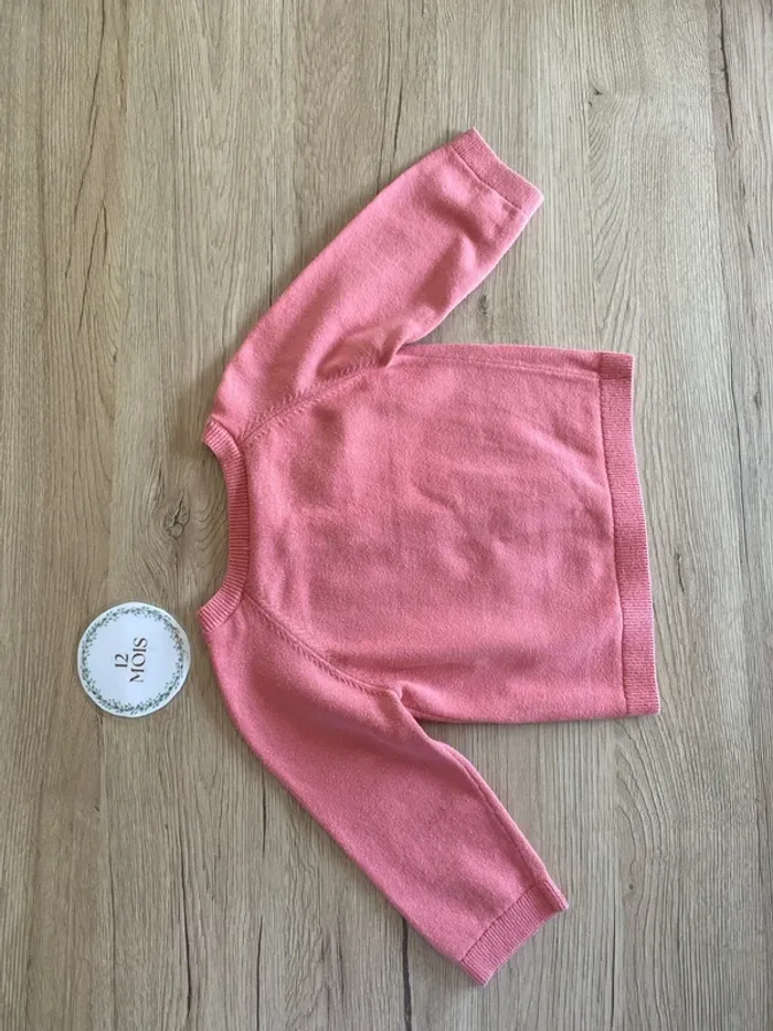 Gilet en maille rose bonbon mi-saison bébé fille 12 mois Jacadi Paris - photo numéro 4