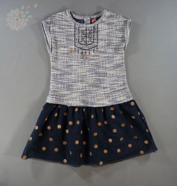 Robe twill tulle bleu marine pois Orchestra 4 ans 104 cm fille